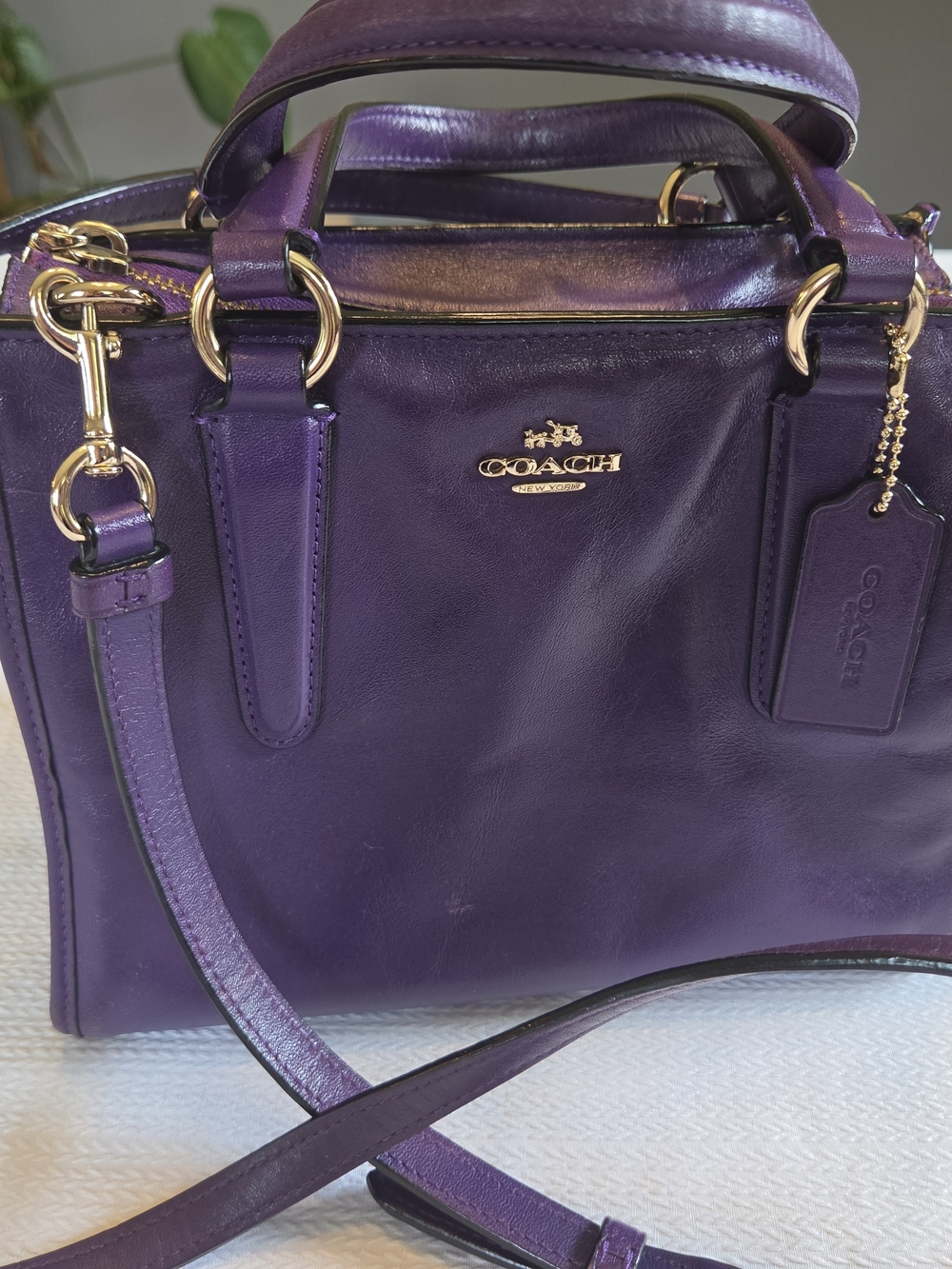 COACH Purple Leather Crosby Carryall - Picture 2 of 15